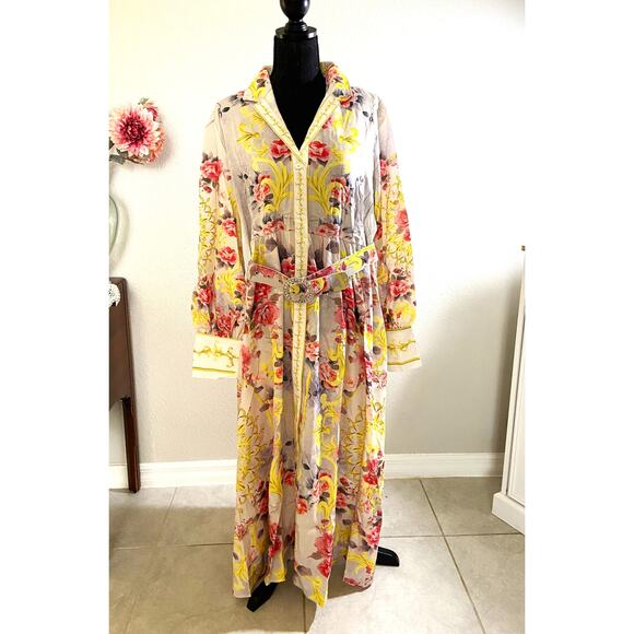 Women’s Sheer Floral 3 Piece Set Maxi Dress Shorts Belt XL-2XL New - Picture 1 of 4